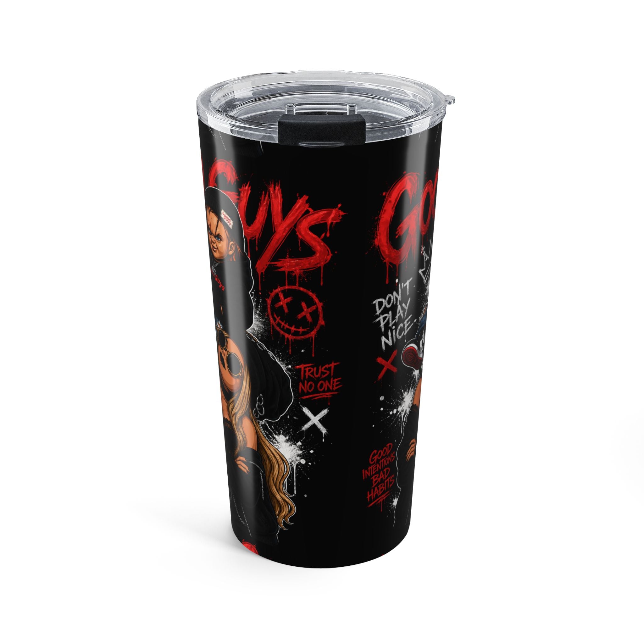 20oz Horror Movie Collage Tumbler – Creepy Characters & Red Graffiti Design